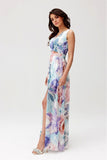 Elegant Chiffon Maxi Dress with Cutout Back and Slit