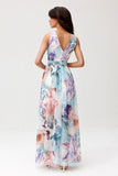 Elegant Chiffon Maxi Dress with Cutout Back and Slit