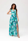 Elegant Chiffon Maxi Dress with Cutout Back and Slit