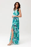 Elegant Chiffon Maxi Dress with Cutout Back and Slit
