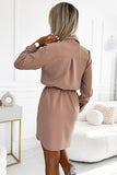 Beige Shirt Dress with Pockets and Binding - Polish Design