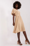 Flared Summer Dress with Ruffle Sleeves and Matching Belt