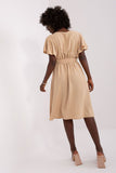Flared Summer Dress with Ruffle Sleeves and Matching Belt