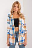 Casual Colorful Check Print Women's Blazer with 3/4 Sleeves