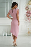 Elegant Asymmetrical Fitted Dress with Built-in Neckline