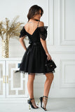 Elegant Spanish-Style Dress with Plunging Tulle Sleeves