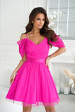 Elegant Spanish-Style Dress with Plunging Tulle Sleeves