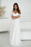 Elegant Spanish-Style Dress with Plunging Tulle Sleeves