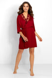 Elegant 3/4 Sleeve Smooth Fabric Lace Robe with Waist Tie