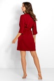 Elegant 3/4 Sleeve Smooth Fabric Lace Robe with Waist Tie