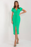 Elegant Midi Pencil Dress with Heart Neckline and Slit