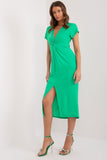 Elegant Midi Pencil Dress with Heart Neckline and Slit