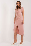Elegant Midi Pencil Dress with Heart Neckline and Slit