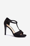Chic Eco-Suede Stiletto Heel Sandals with Adjustable Strap