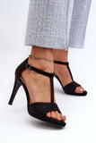 Chic Eco-Suede Stiletto Heel Sandals with Adjustable Strap