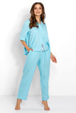 Soft Knit Women's Pajamas with Button Closure & Collar