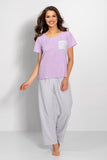Cozy Women's Pajama Set with Short Sleeve Blouse & Pants