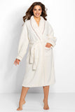 Elegant Light Ecru Soft Robe with Powder Pink Trimming