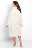Elegant Light Ecru Soft Robe with Powder Pink Trimming