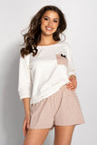 Cozy Women's Pajamas: Blouse & Printed Shorts Set