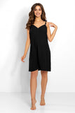 Elegant Tied Strap Nightgown with Side Slit and Pointed Neckline