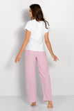 Ladies' Short Sleeve Pajama Set with Striped Pants