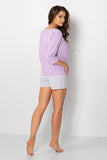 Chic Women's Pajama Set: Blouse & Shorts with Pocket