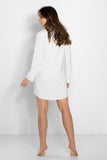 Long Sleeve Button-Down Nightgown with Pocket