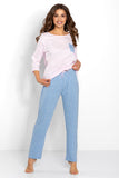 Cozy Women's Pajama Set with 3/4 Sleeve Blouse & Printed Pants