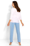 Cozy Women's Pajama Set with 3/4 Sleeve Blouse & Printed Pants