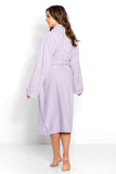 Elegant Purple Women's Bathrobe with Trimmings and Pockets