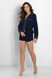 Elegant Navy Blue Two-Piece Women's Pajamas Set