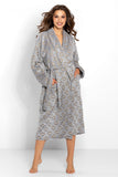Stylish Gray Women's Bathrobe with Gold Hearts
