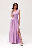 Elegant Maxi Dress with Cutout Back and Slit Detail