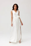 Elegant Maxi Dress with Cutout Back and Slit Detail