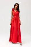 Elegant Maxi Dress with Cutout Back and Leg Slit