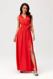 Elegant Maxi Dress with Cutout Back and Leg Slit