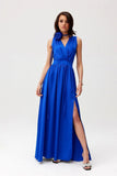 Elegant Maxi Dress with Cutout Back and Slit Detail