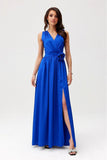 Elegant Maxi Dress with Cutout Back and Slit Detail