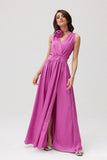 Elegant Maxi Dress with Cutout Back and Slit Detail