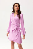 Elegant Convertible Satin Mini Dress with Long Sleeves