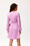 Elegant Convertible Satin Mini Dress with Long Sleeves