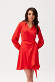 Elegant Convertible Satin Mini Dress with Long Sleeves