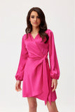Elegant Satin Convertible Mini Dress with Long Sleeves