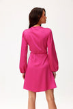Elegant Satin Convertible Mini Dress with Long Sleeves