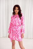Charming Mini Dress with Teardrop Neckline and Waist Tie