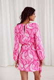 Charming Mini Dress with Teardrop Neckline and Waist Tie