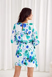 Charming Mini Dress with Teardrop Neckline and Waist Tie