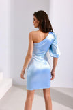 Elegant Satin Mini Dress with Asymmetrical Neckline
