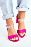 Stylish Ankle Strap Sandals with Shiny Zirconia Accents